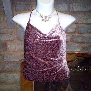 New Blush Velvet like Halter Top